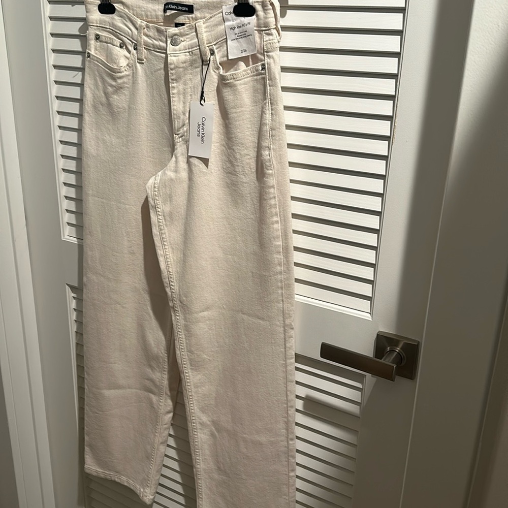 NWT Calvin Klein Winter White Five Pocket High Rise 90s fit Denim.